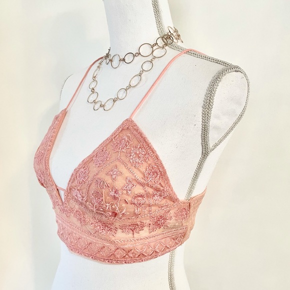 New FREE PEOPLE Elsie Embroidered Plunge Bralette - Picture 6 of 15